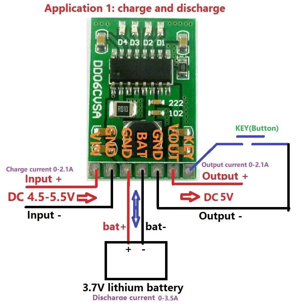 DYKB DC 5V 2.1A Мобильная мощность Diy плата 4 2 V зарядка/разрядка (boost)/защита