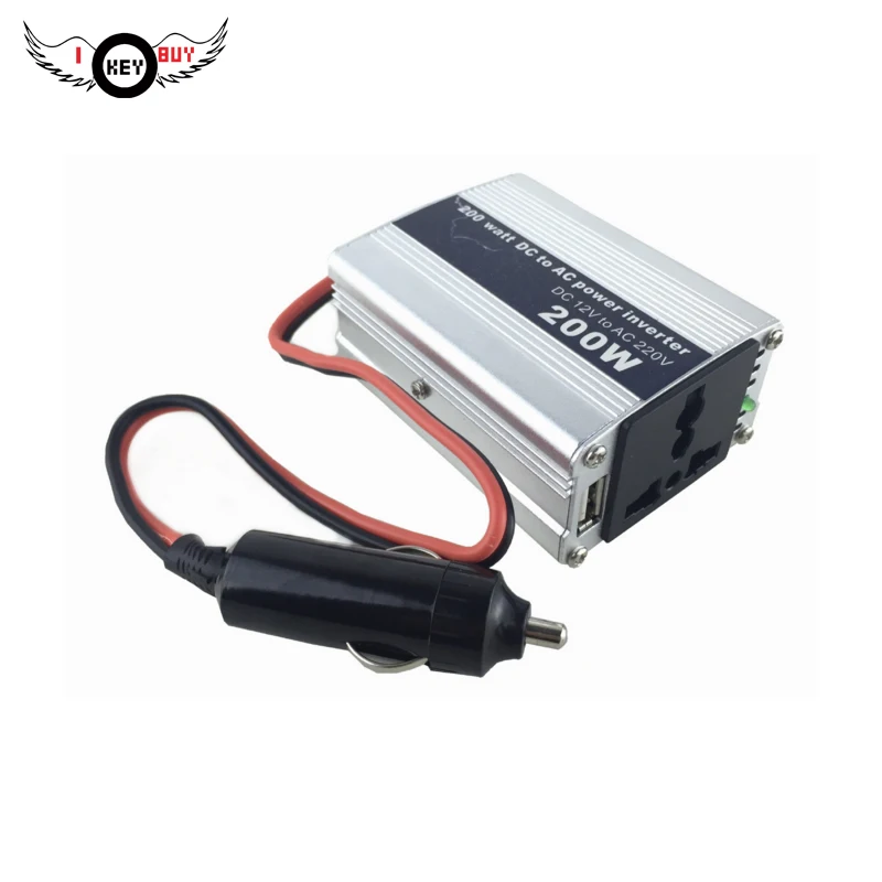 High Conversion Rate 200W Car Power Inverter DC12V To AC220V Aluminum Alloy Home Converter Booster Silver Cigarette Lighter0