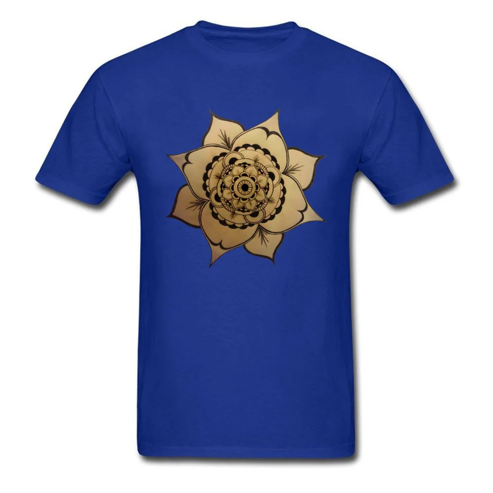 Mandala 100% Cotton Birthday T Shirt Fashion Short Sleeve Men T-shirts Geek Mother Day Tees Round Neck Drop Shipping Mandala blue