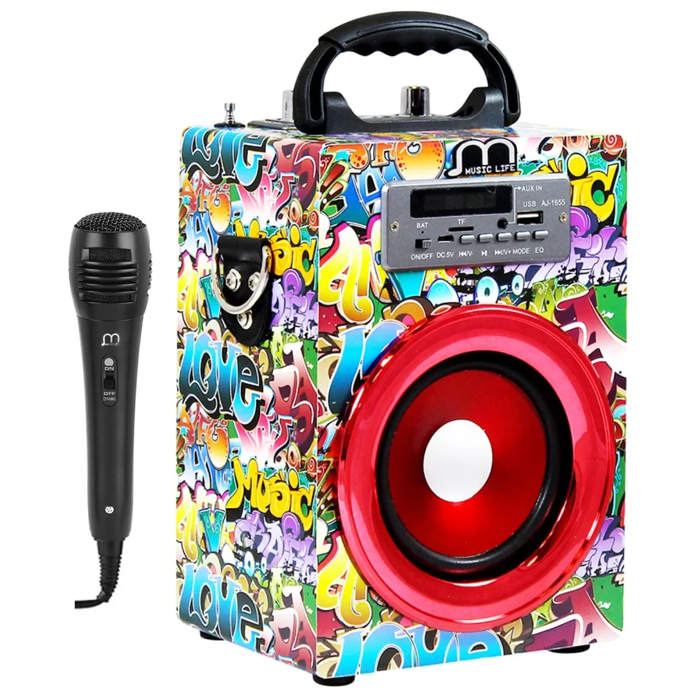 

Bluetooth Speaker Portable Karaoke High Power Supports USB Disks And Wireless Microphone Has FM Radio LED Lantern Column