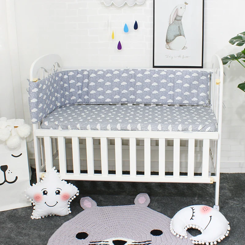 Baby Bumpers In the Crib For Newborn Cotton Linen Cot Bumper Baby Bed Protector Cortch To The Cot 5 Colors 200cm Length