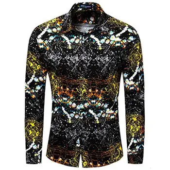 

New 100% Cotton Men's 3D Print Skyland Streetwear Slim Fit Hawaiian Shirt Cotton Printing Shirt Printed Cotton Shirts