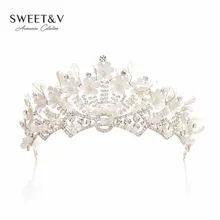 Handmade Bridal Tiara, Rhinestone Crown, Princess Headpieces, Women Hair Jewelry, Costume Accessories for Pageant Prom Party