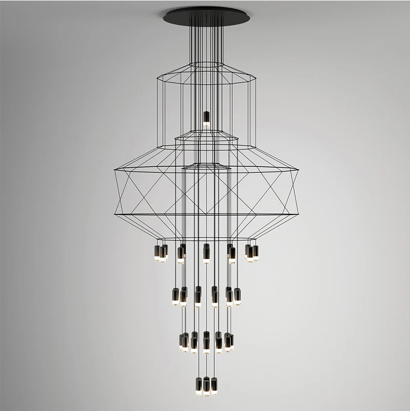 

Phube Lighting Geometric Line LED Staircase Chandeliers Lights Creative Art Chandelier Light Dedroom Bedside Lustre Lighting
