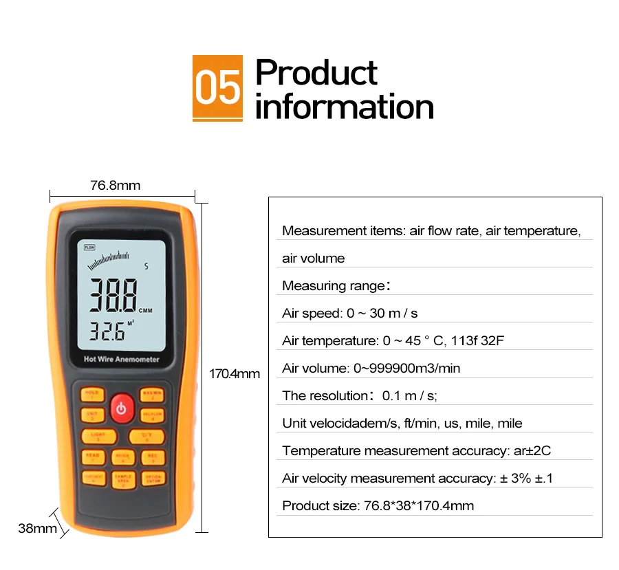 RZ GM8903 Анемометр Скорость Ветра измерение температуры USB интерфейс инструмент измерительный инструмент