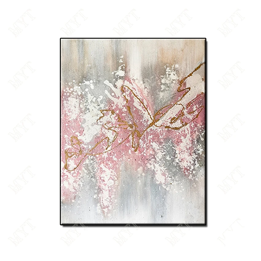 Hand Painted Abstract pink Romantic Sakura Picture Home Decor Wall Art Oil Painting on Canvas for living room bedroom no framed | Дом и сад