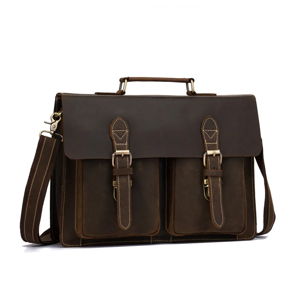 

Special Offer! High Grade Crazy Horse Leather Men Handbags Vintage Natural Genuine Leather Business Briefcase Male Handbag