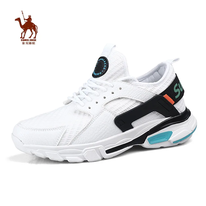 

CAMEL JINGE 2019 New Running Shoes for Men Summer White Breathable Fiber Sole Protect Increasing High Men Sport Sneakers Hombre