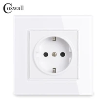 Coswall Wand Kristall Glas Panel Steckdose Stecker Geerdet, 16A EU Standard Steckdose 86mm * 86mm