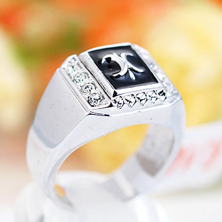 USTYLE 2015 Fashion Men Wide Ring Brand Design Jewellery Male Black Rings anel masculino UR0685