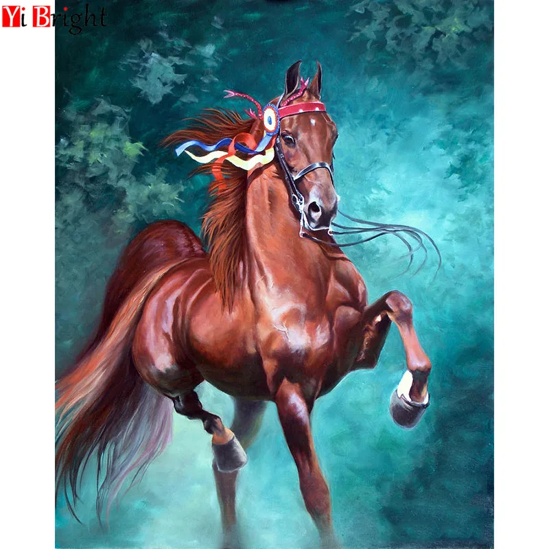 5D DIY Diamond Painting Cross Stitch animal Brown horse Full Square/Round Embroidery Needlework Rhinestone XY1 | Дом и сад