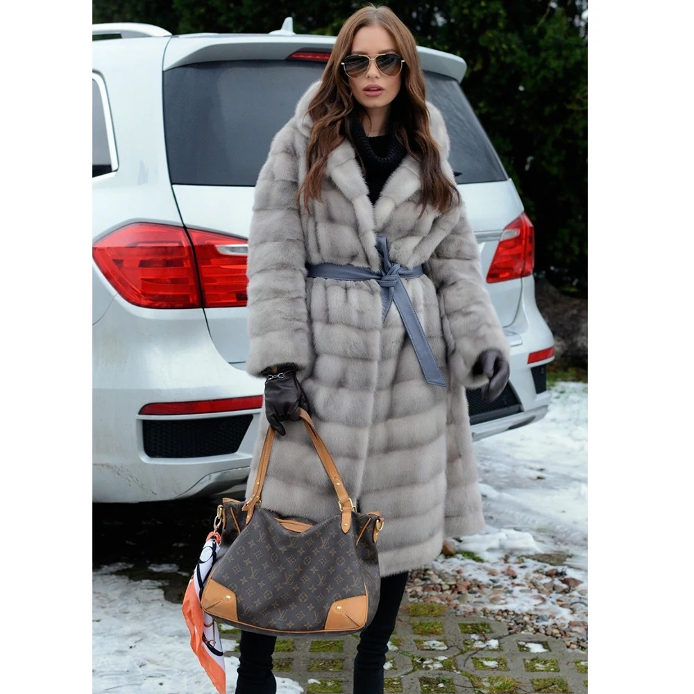 Importation Collar Femmes Avec X De Turn Nouvelle Veste Manteau 2019 Mode down Complet Manuel Fourrure Réel Pelt D'hiver Manteaux longue Mince Vison Chaud WDHY9IE2