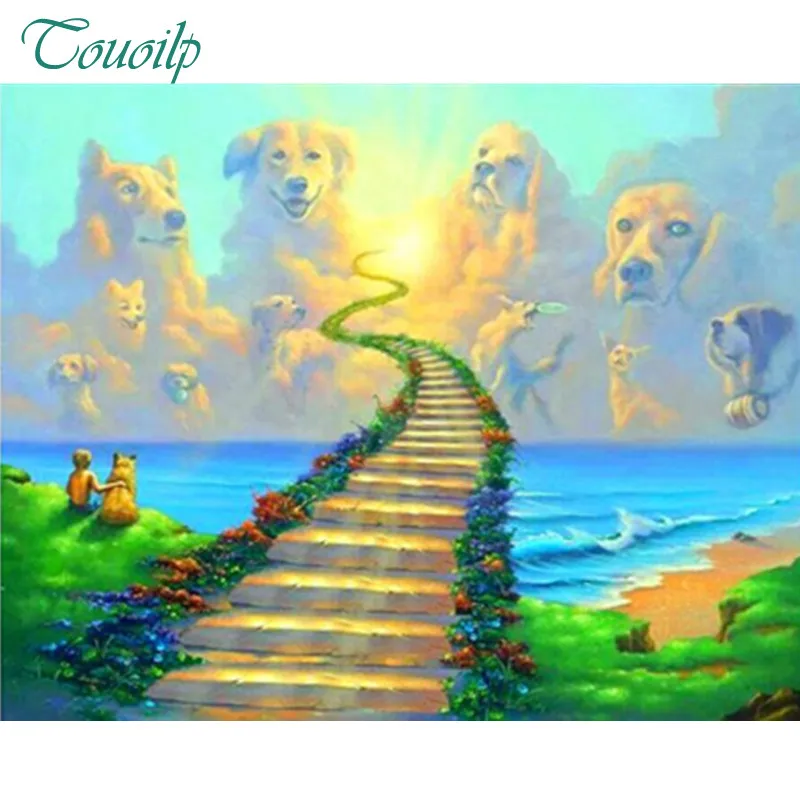 Touoilp 5D Needlework DIY Diamond Painting people cat dog wolf Cross Stitch Square&ampround Embroidery Home Decor Mosaic | Дом и сад