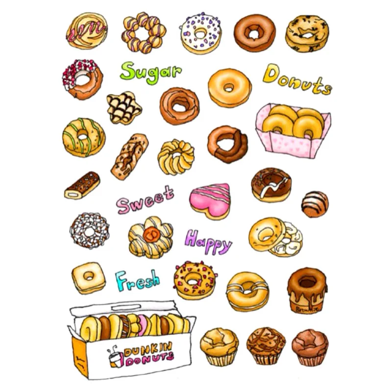 CUTE PASTRY STICKERS Sweet Cooking Dessert Food Sticker Sheet Craft Scrapbook