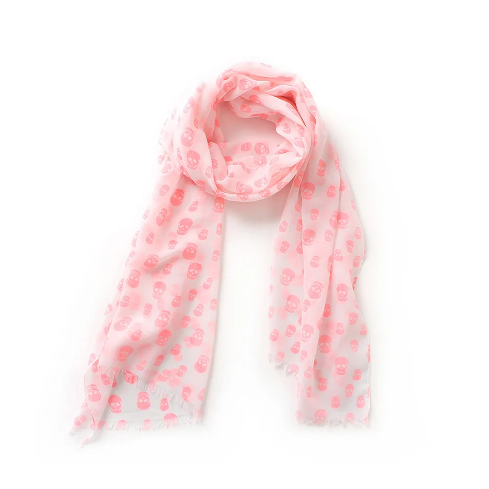 

skull print cotton thin scarves women fashion long fringed silk scarves high density lady hijab head wraps shawl new arrival