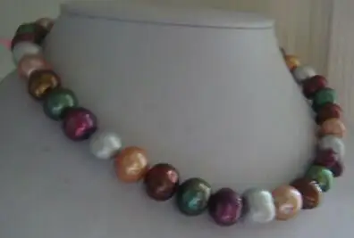 

Jew3118 11-13mm south sea genuine gold gray red chocolate baroque pearl necklace NEW