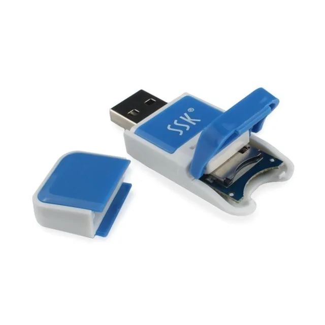 ССК USB 2,0 Micro SD кард-ридер портативный мини высокая скорость T-FLASH/Micro SD для компьютера карта для ноутбука ридер оранжевый синий SCRS022 - Цвет: Синий