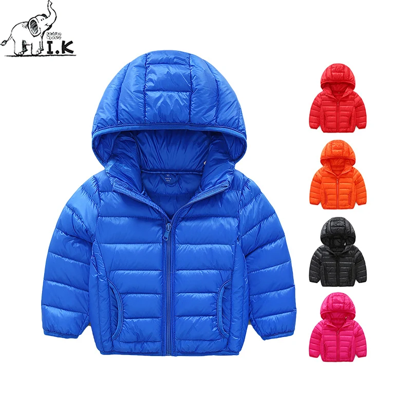 

IK Toddler boy light down hooded zipper outwear baby kids warm overcoat Child windproof jacket MY24006 Winter Christmas New
