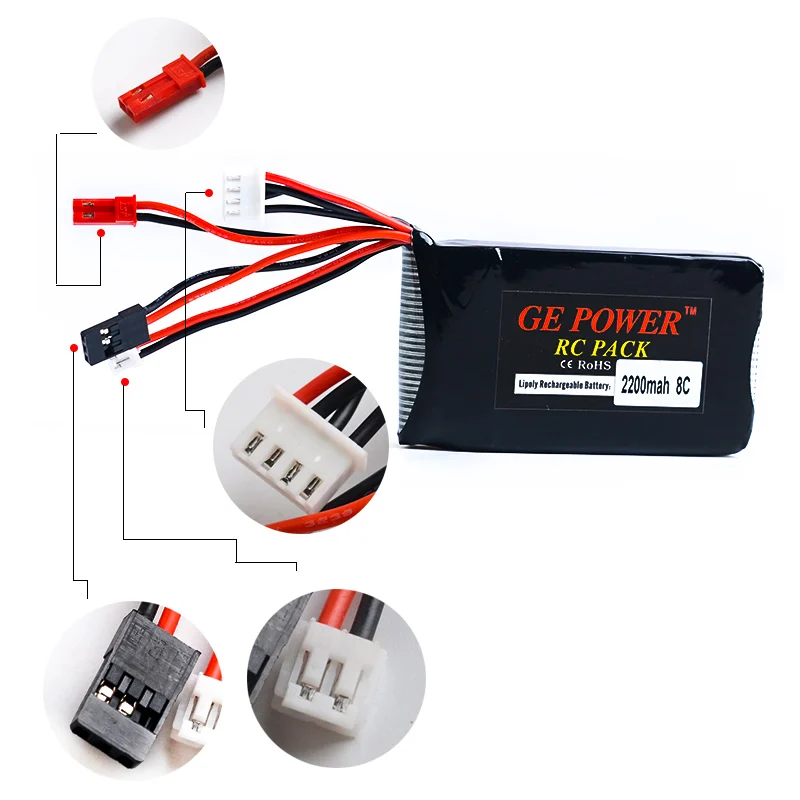 1 шт. 3S 11 В 2200 мА · ч 8C 3PK Lipo аккумулятор с кабелем jst и futeba в подарок для Flysky FS GT6