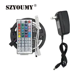 Szyoumy 5050 SMD RGB светодиодные полосы 30leds/м не водонепроницаемый Крытый Декор лента + 24key 44key контроллер + 12 В 2A Адаптеры питания