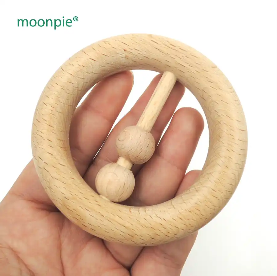 wooden rattle teether