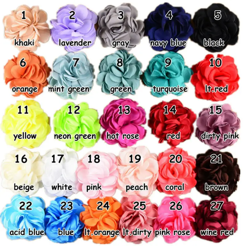New Brand 15Pcs/lot About 3.15&quot 27Colors DIY Hand Baked Edge Chiffon Flowers For Baby Headband Hair Clip Accessories BB54 |