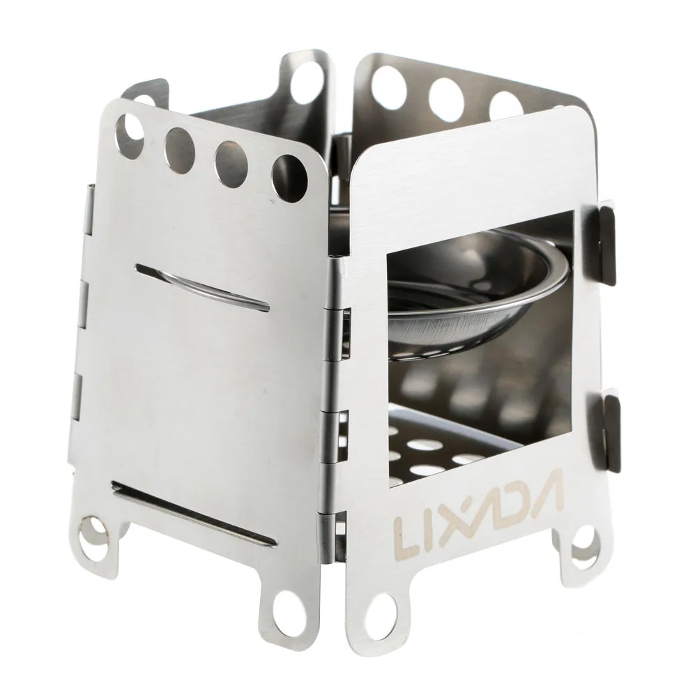 

Lixada Portable Stainless Steel Lightweight Folding Wood Stove Pocket Alcohol Stove Outdoor Cooking Camping Backpacking