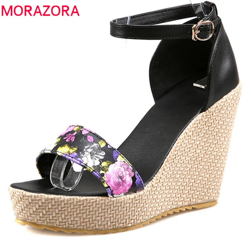 

MORAZORA 2020 new arrive women sandals spring summer fashion simple buckle strap comfortable wedges size 34-39 shoes woman