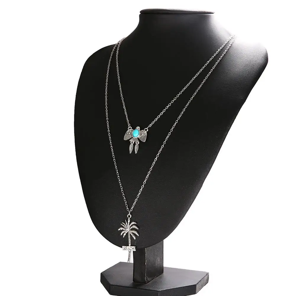 

New Women Fashion Beach Letter Tree Pendant Multi-layer Necklace Women Party Jewlery
