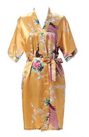 Women sleepwear bride robes silk robe silk satin wedding bride bridesmaid robe floral bathrobe short kimono night bath fashion dressing gown