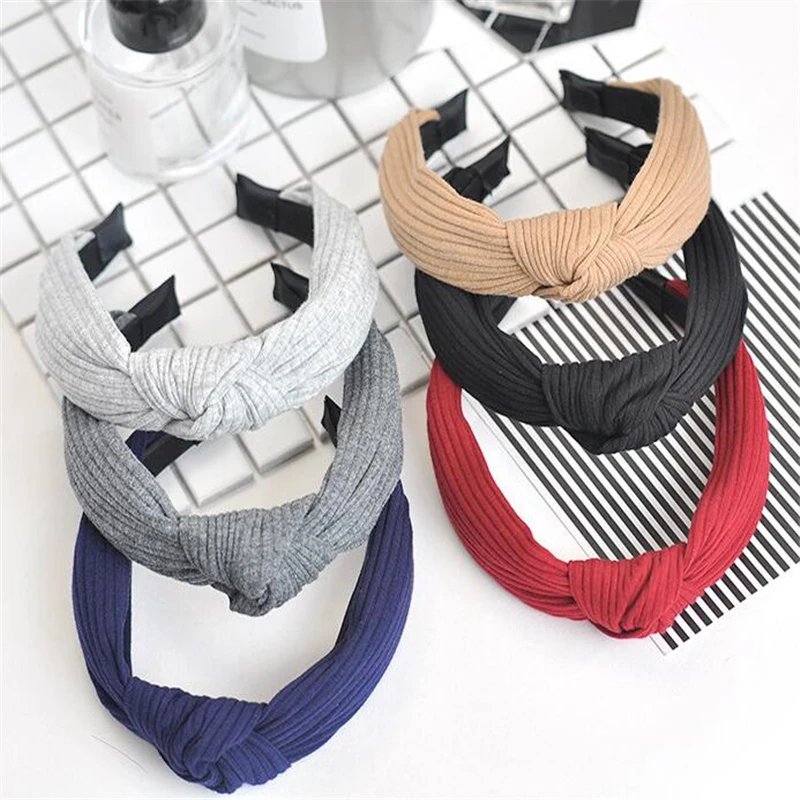 

Korean Styling Bezel Fashion Women Knitted Hairband Headband Women Lady Elegant Cross Stripes Hair Accessories For Female Girls