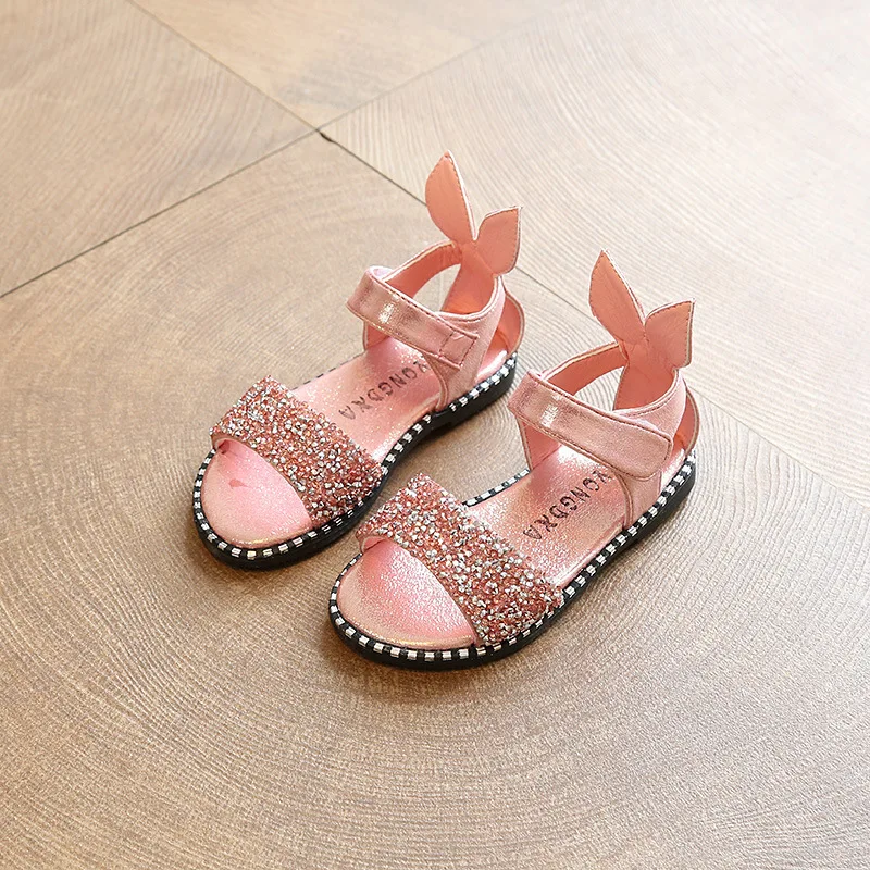 

Children's Summer New Girls Baby Sparkles Water Diamonds Cute Rabbit Ears Sandals Roman Shoes Eur 21 - 36
