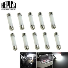 Buy 10x LED Festoon Dome 31mm 36mm 39mm 41mm c5w 212-2 6418 Cold White Reading License Plate Lamp led Light Bulb Milky Cover Bulbs Free Shipping