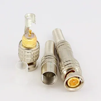 

100pcs BNC Connector 75 Monitor Video Cable Welding BNC Q9 Plug Video Adapter Copper Needles Gold-plated