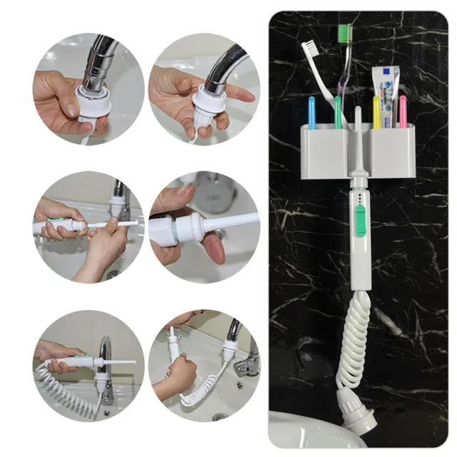 6 Tips Oral Irrigator Dental Flosser Dental Irrigation Pow Flosser Water Jet Pick Faucet Irrigator Oral Denture Teeth Cleaning