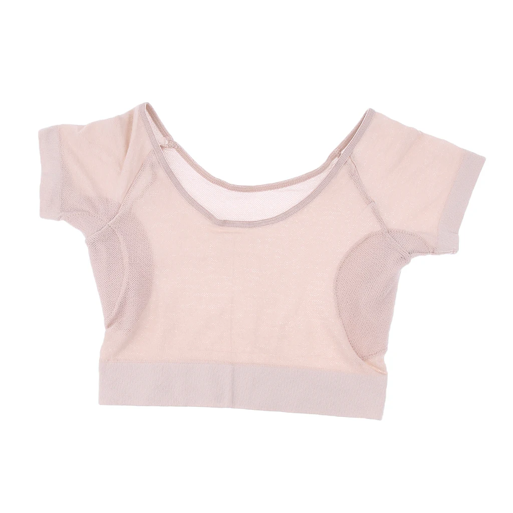 Short Shirt Sleeve with Underarm Sweat Pads Armpit Shield Absorbing Perspiration for Summer