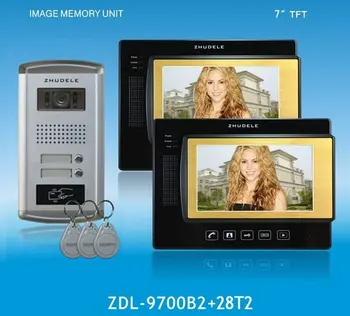 

ZHUDELE Home intercom system 4-wire 7"luxury color video door phone,CCD camera waterproof,touch screen,card unlocked,nightvision