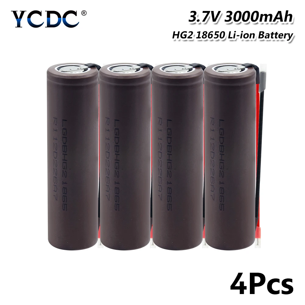 

High Drain Lithium 20A LG 18650 HG2 Battery 3.7V 3000mAh Rechargeable For Vape E-cig high-discharge high current + DIY Linie