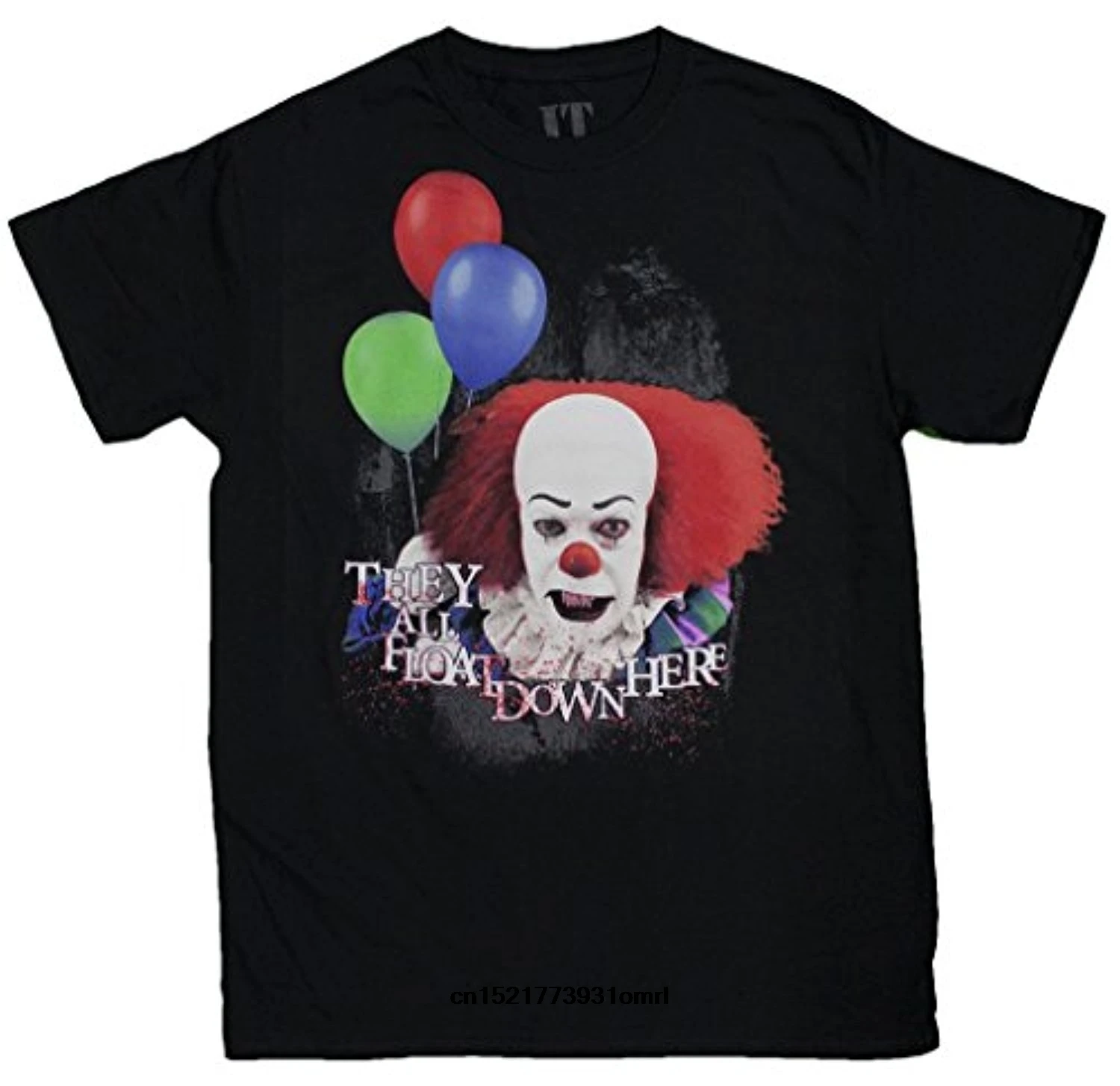 Возьмите Для мужчин футболка Pennywise клоун все они плыть здесь ColorBlack fortnite забавная