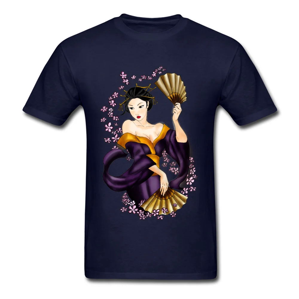 New Arrival Men's Tops Shirt GEISHA Custom Tshirts All Cotton Short Sleeve Leisure T Shirt Round Collar Drop Shipping GEISHA navy