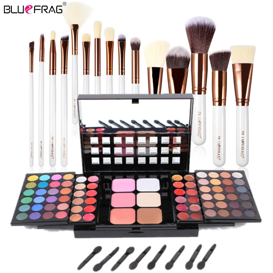 

BLUEFRAG Professional Makeup Set Combo 78 color matte&shimmer eye shadow Concealer Brightening Face powder + 15Pcs Makeup Brush
