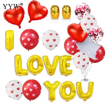 

26pcs I Love You Letter Balloons Latex Globos Round Air Balls Balony Wedding Birthday Party Decoration Kids Baloon Red Ballon