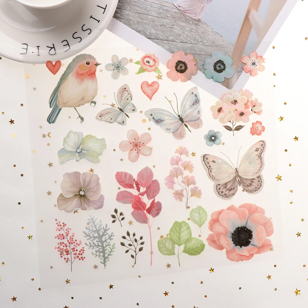 

Lovely Flower Birds Patch for Kids Clothes DIY Accessory A-level Washable Heat Transfer Iron Stickers Appliques