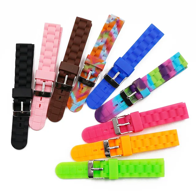 US $4.09 Ladies and children's silicone strap 16mm pin buckle watch accessories sports waterproof rubber str
