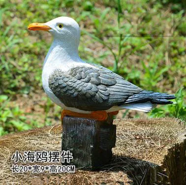 Outdoor Garden Resin Animal Gift Ornament Seagull Statue Standing on Plinth 