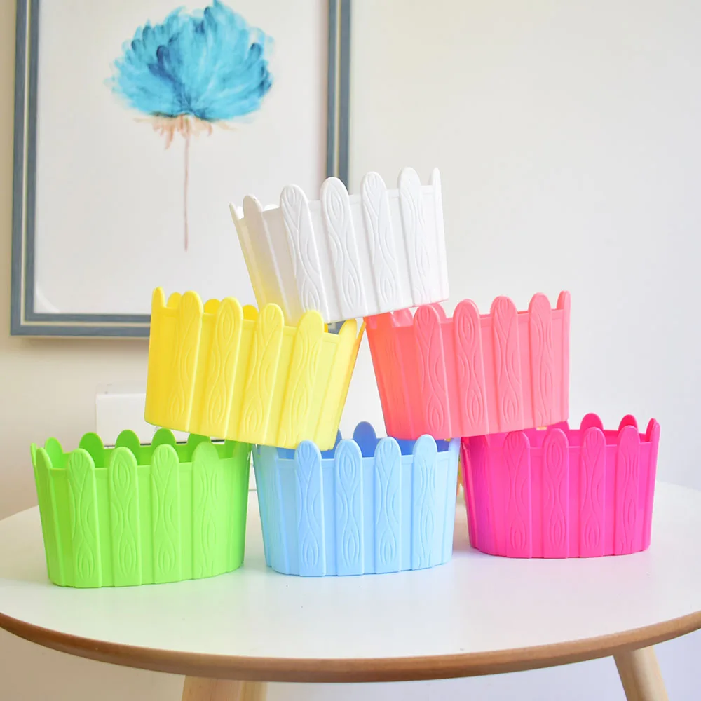 

Colorfull mini white flower pots vase plastic planters decorative for home and garden succulents desktop decoration crafts green