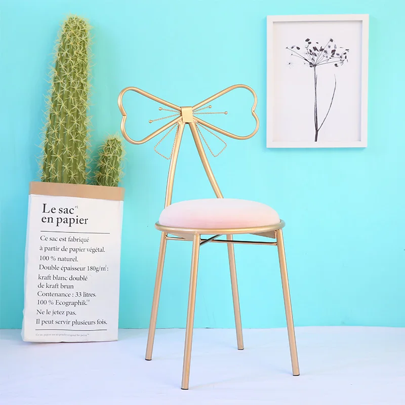 15%Modern minimalist dining room chair princess girl heart dressing table chair Nordic back net red makeup chair European chair