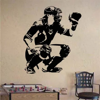 

Wallpaper Baseball Catcher Sport Vinyl Wall Sticker Waterproof Poster Home Decor