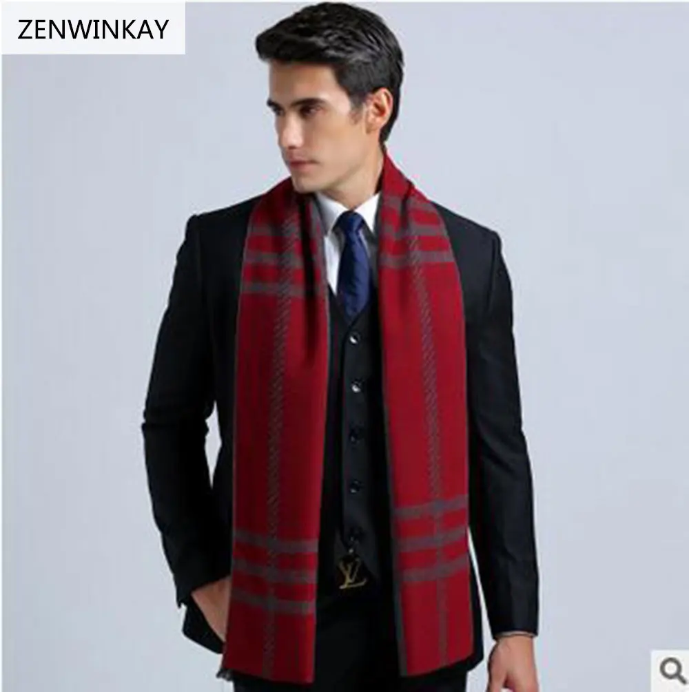 2017 Autumn Winter Male Warm Red Plaid Scarf Luxury Brand Scarf Shawl
