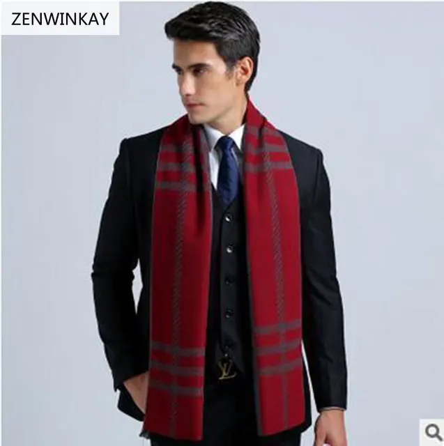 2017 Autumn Winter Male Warm Red Plaid Scarf Luxury Brand Scarf Shawl